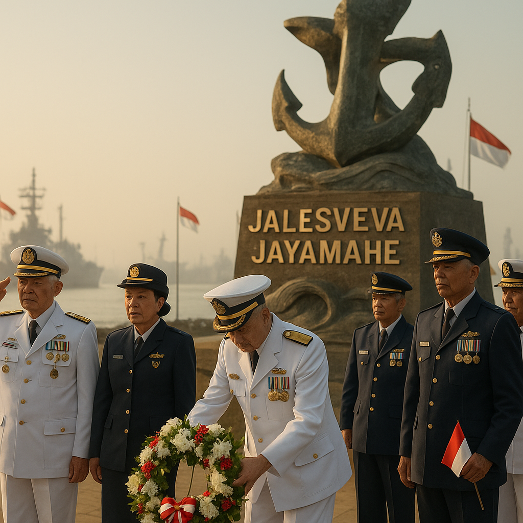 Peringatan 81 Tahun Hari Lahirnya TNI AL, Purnawirawan Gelar Upacara di Monumen Jalesveva Jayamahe