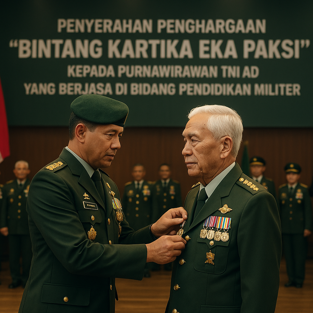 Penyerahan Penghargaan 'Bintang Kartika Eka Paksi' kepada Purnawirawan TNI AD yang Berjasa di Bidang Pendidikan Militer