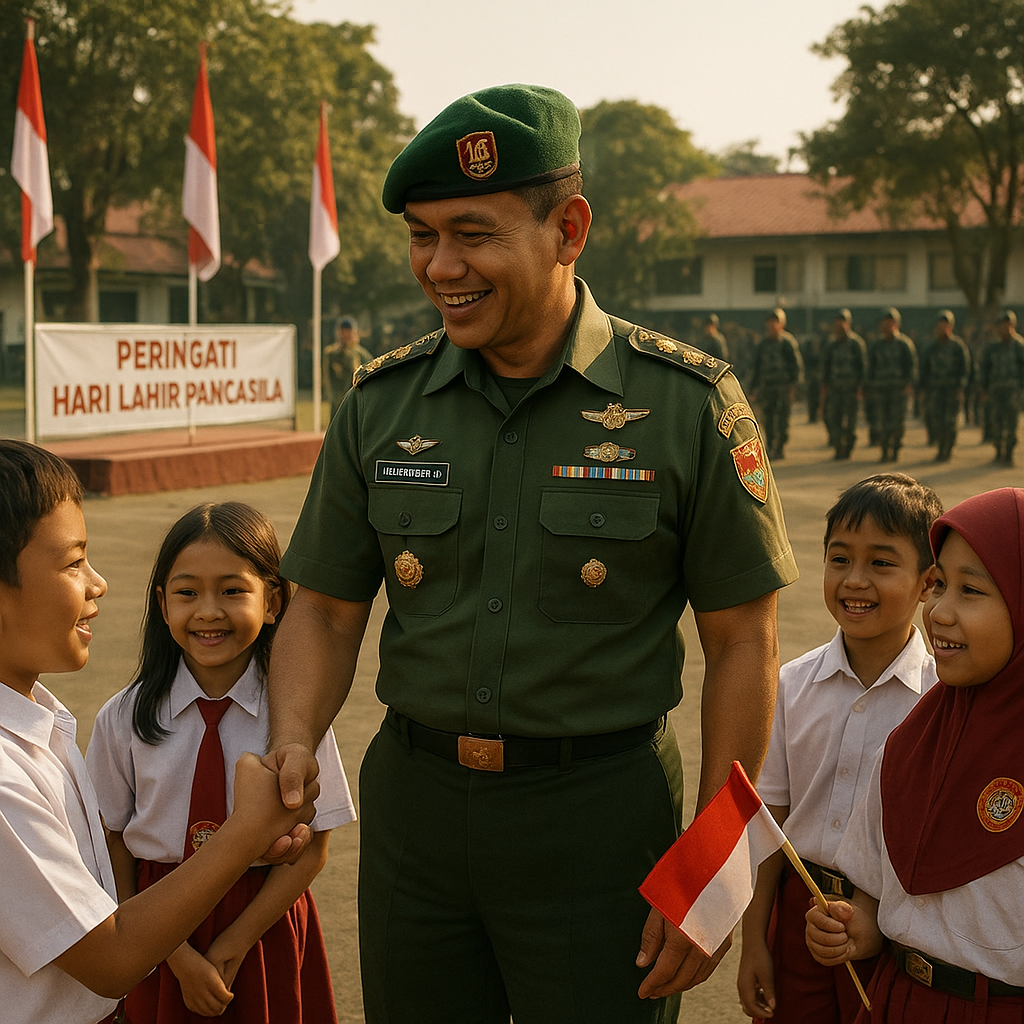 Peringati Hari Lahir Pancasila, Danbrigif 4/Dewa Ganti Sambut Kunjungan Siswa SD