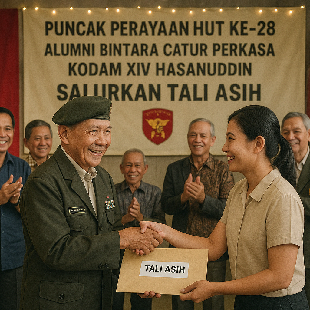 Puncak Perayaan HUT ke-28, Alumni Bintara Catur Perkasa Kodam XIV Hasanuddin Salurkan Tali Asih