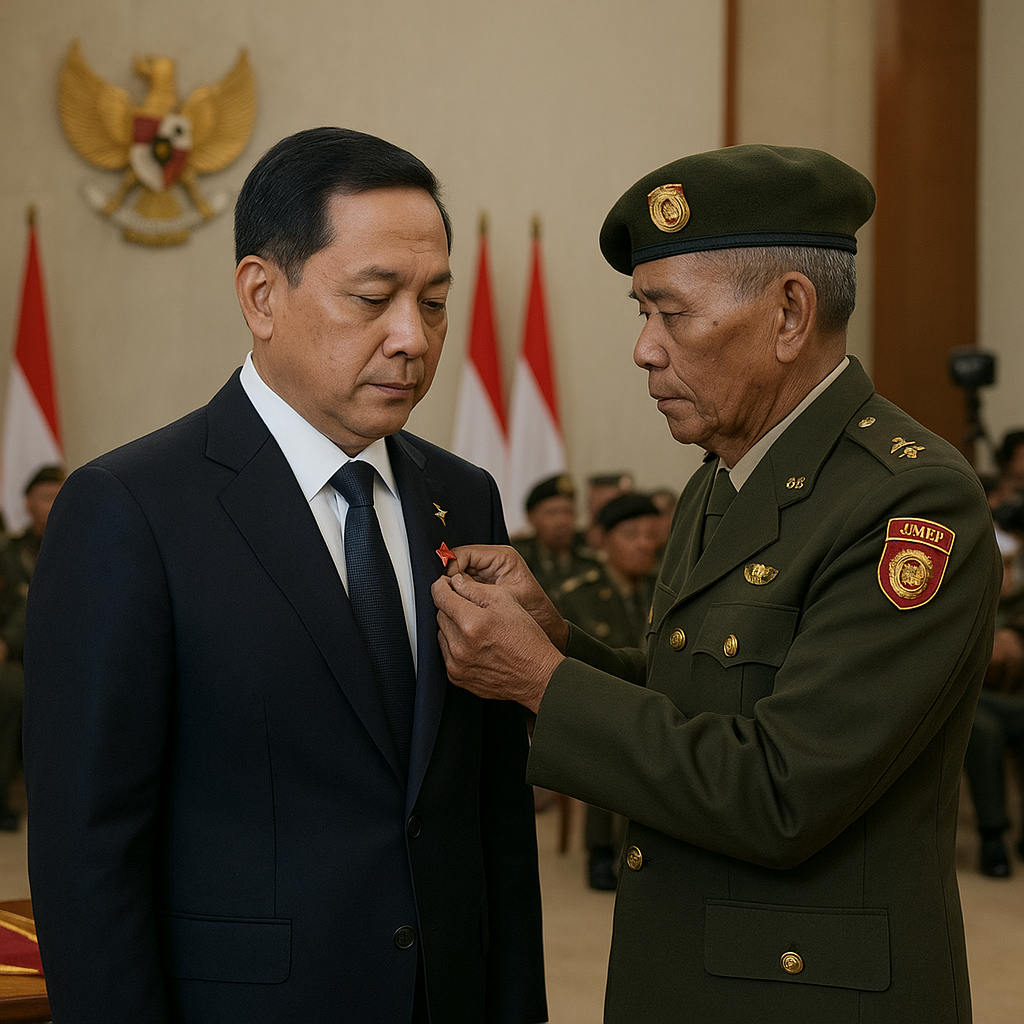 Menhan Sjafrie Terima Bintang Legiun Veteran Indonesia, Apresiasi atas Dedikasi LVRI