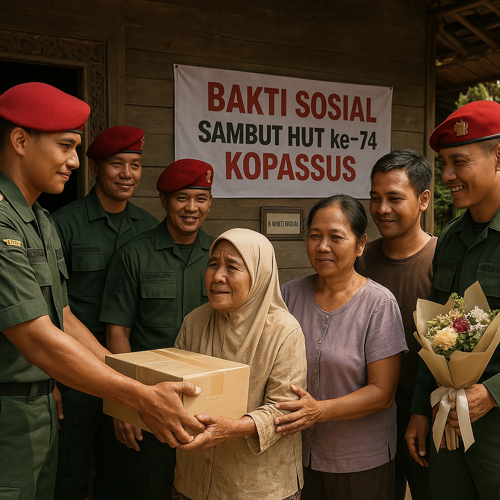 Anggota Perkasa-35 Gelar Bakti Sosial Sambut HUT Ke-74 Kopassus, Sambangi Keluarga Pahlawan Slamet Riyadi