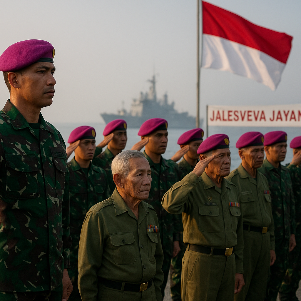 Upacara Tradisi Korps Marinir 'Jalesveva Jayamahe' di Surabaya