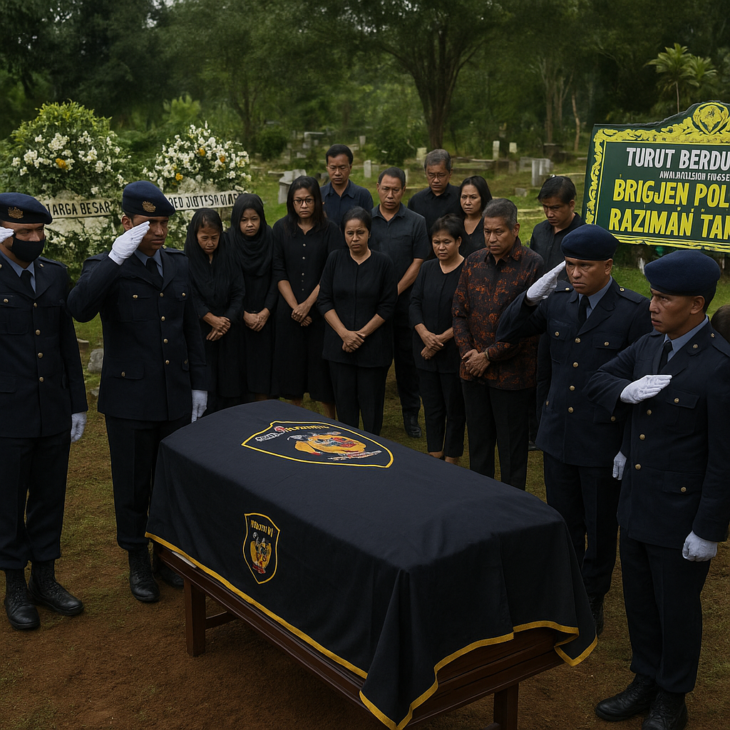 Sat Brimob Polda Sumut Kawal Pemakaman Brigjen Pol (Purn) Raziman Tarigan dengan Khidmat