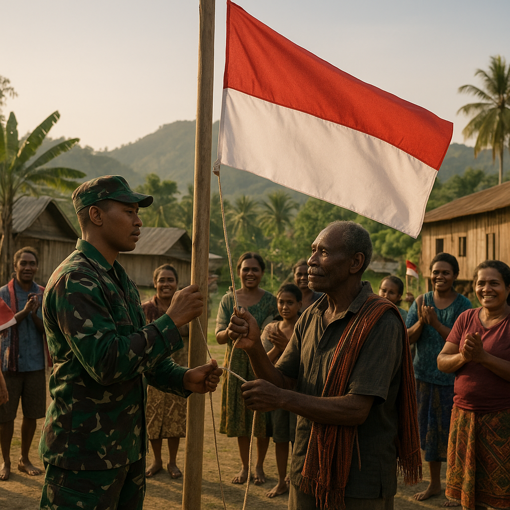 Koops TNI Habema Hadirkan Rasa Aman, Warga Distrik Kembru Kembali Pulang dan Kibarkan Bendera Merah Putih