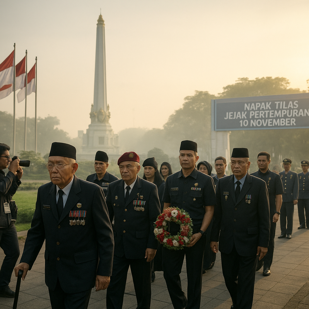 Napak Tilas Jejak Pertempuran 10 November di Surabaya, Purnawirawan Ziarah ke Tugu Pahlawan