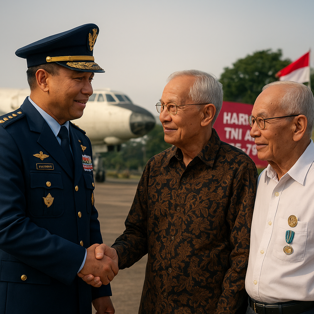 Merawat Jejak Pengabdian, Danlanud Iswahjudi Bersilaturahmi Dengan Purnawirawan TU-16 KS Badger