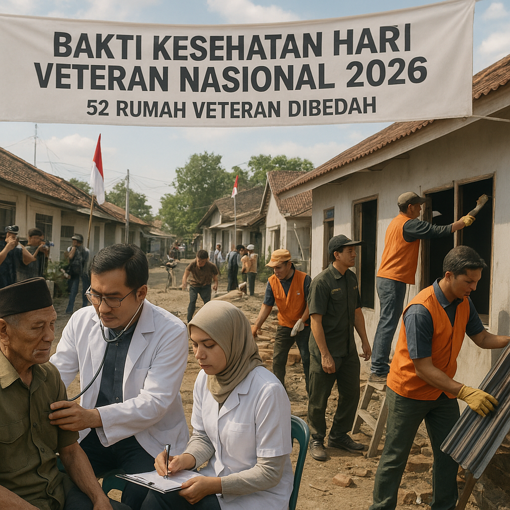 Kemhan Gelar Bakti Kesehatan Hari Veteran Nasional 2026, 52 Rumah Veteran Dibedah
