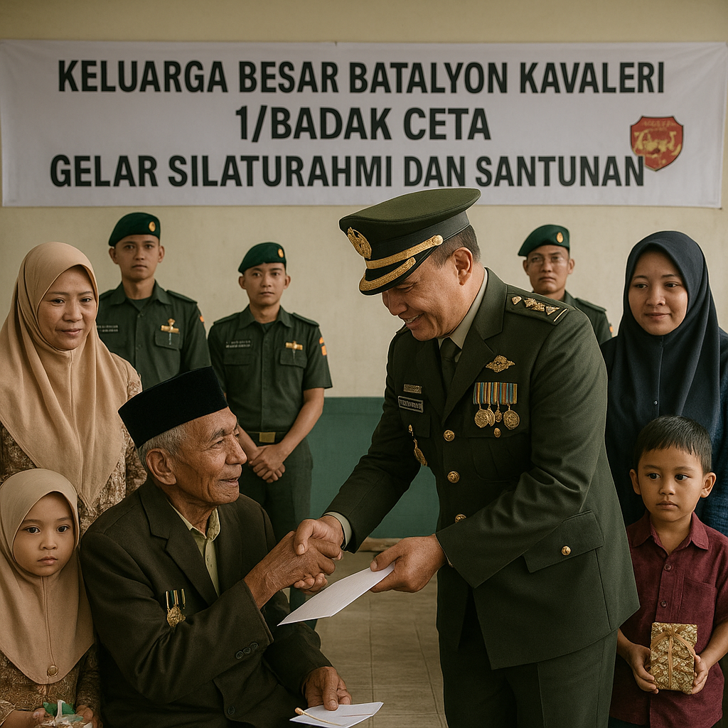 Keluarga Besar Batalyon Kavaleri 1/Badak Ceta Gelar Silaturahmi dan Santunan