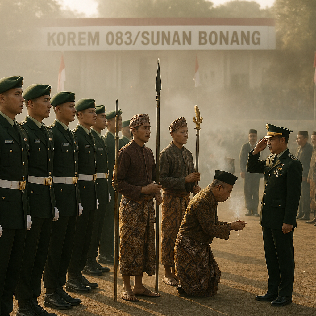 Upacara Adat Tegak Kropokan di Korem 083/Sunan Bonang, Mengenang Tradisi Leluhur Prajurit