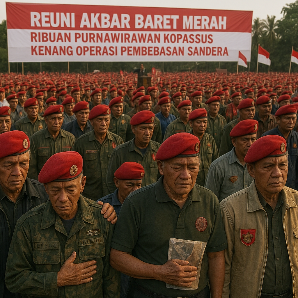 Reuni Akbar Baret Merah: Ribuan Purnawirawan Kopassus Kenang Operasi Pembebasan Sandera