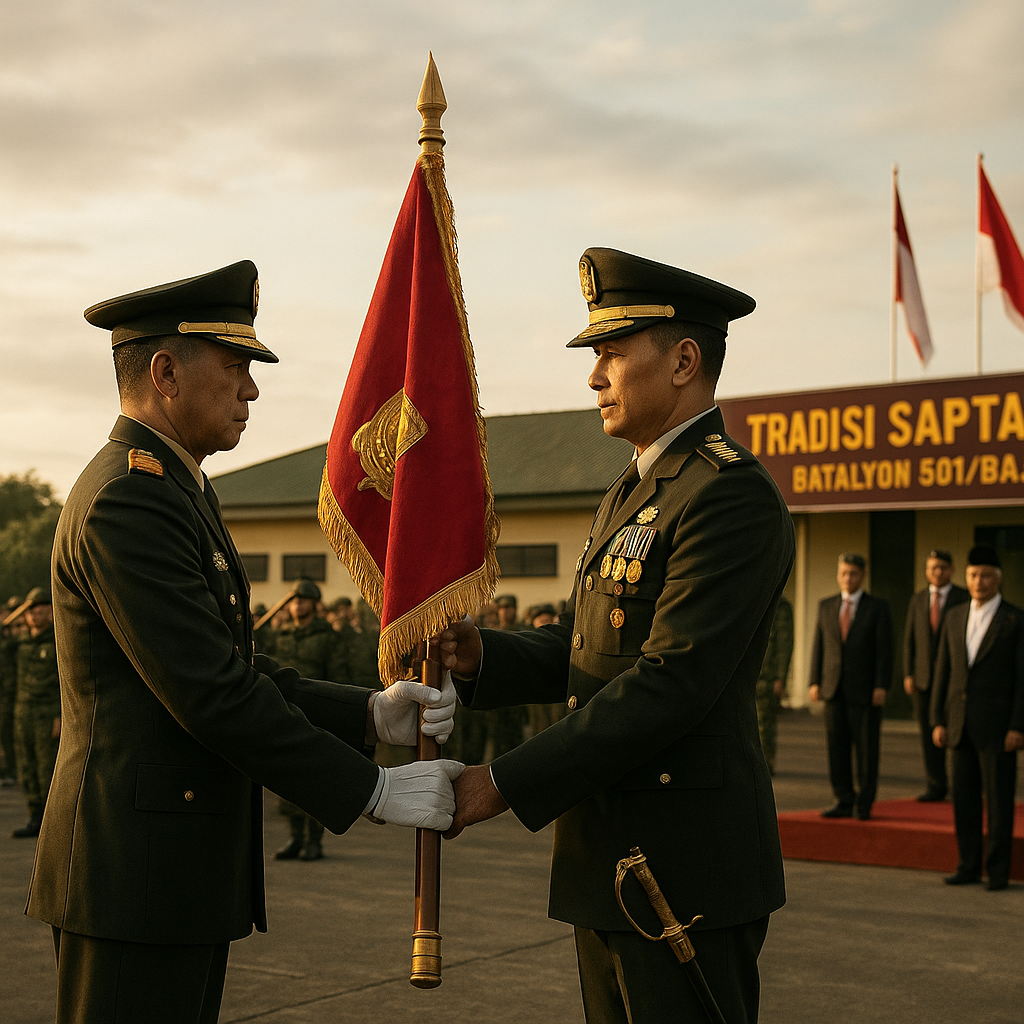 Tradisi Saptamarga: Batalyon 501 Gelar Serah Terima Pataka dan Pengukuhan Korp