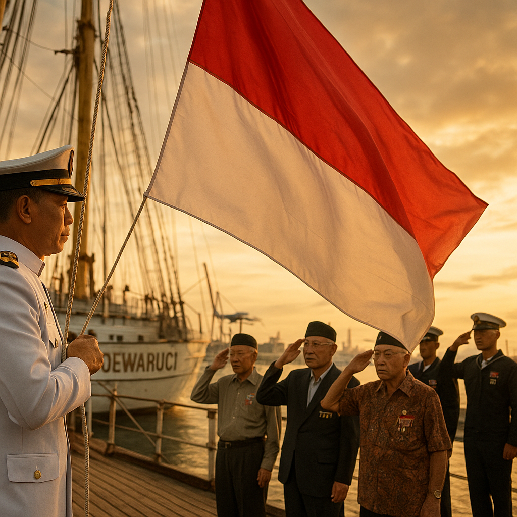 Upacara Penurunan Bendera Merah Putih di Kapal Perang Peninggalan Sejarah, KRI Dewaruci