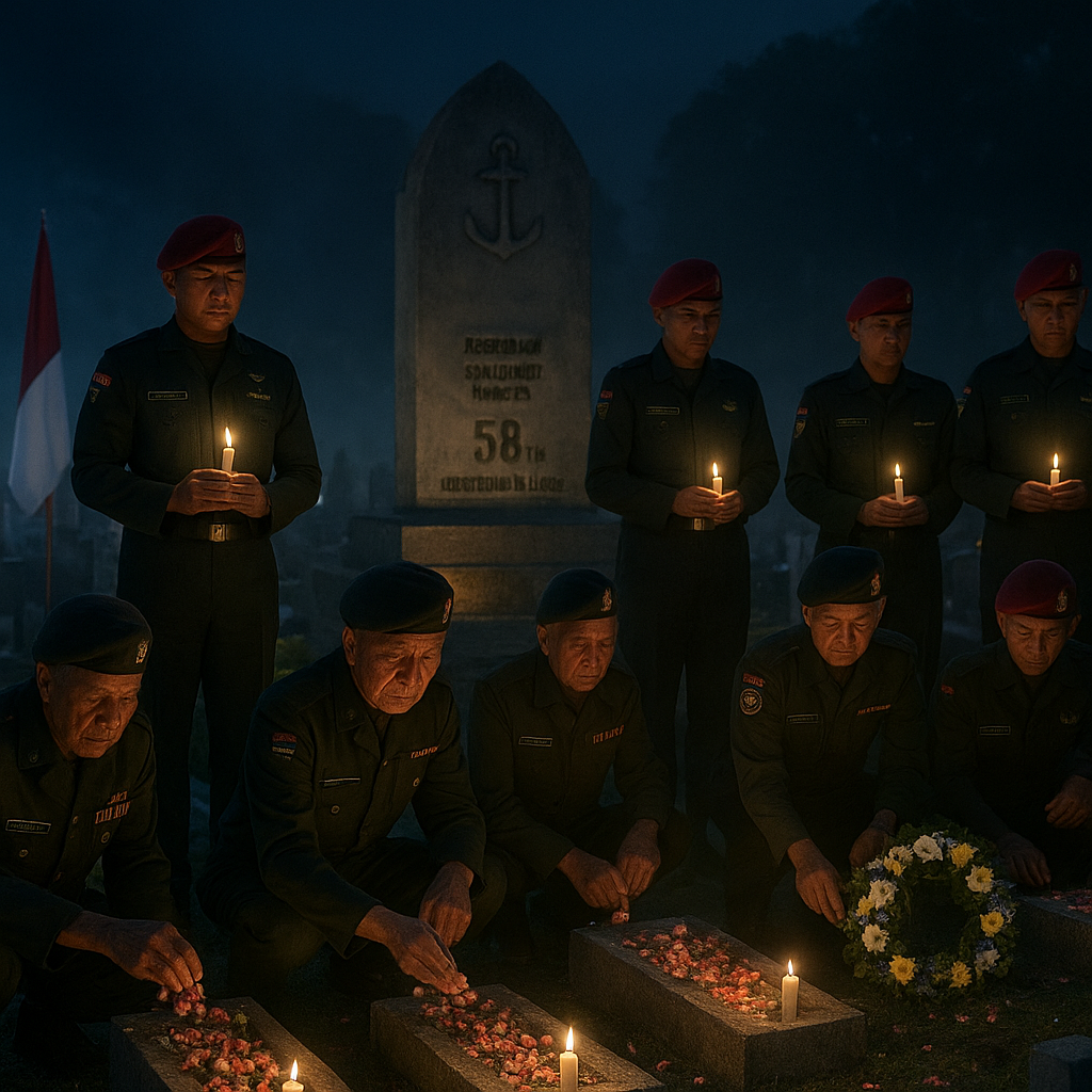 HUT ke-58, Brigif 4 Marinir Gelar Renungan Malam dan Tabur Bunga di TMP