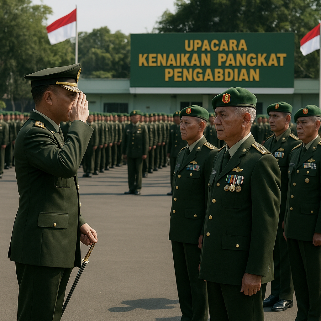 Upacara Kenaikan Pangkat Pengabdian bagi Prajurit TNI AD yang Akan Pensiun