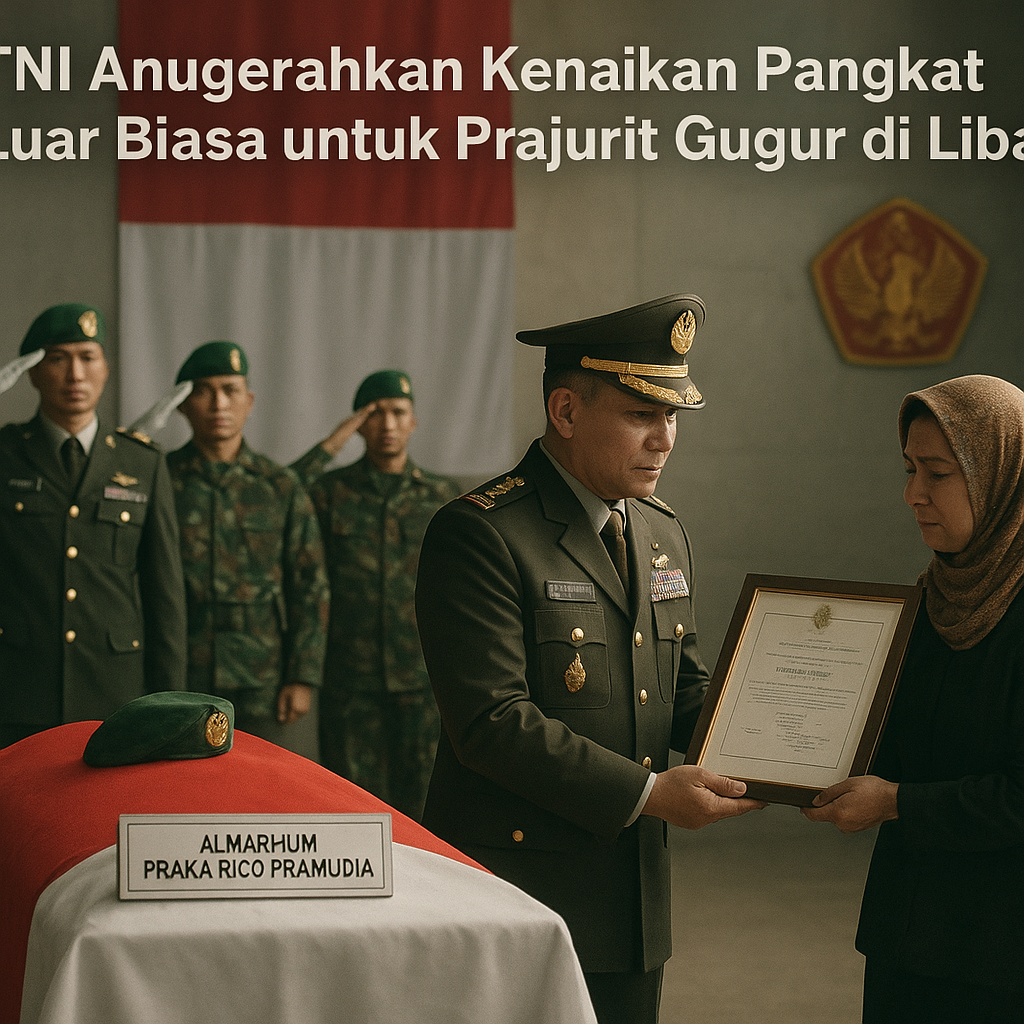 TNI Anugerahkan Kenaikan Pangkat Luar Biasa untuk Prajurit Gugur di Libanon