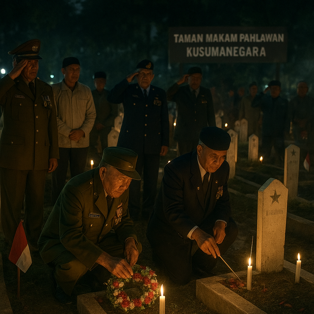 Tradisi Tirakatan Malam 1 Suro: Purnawirawan TNI Adakan Syukuran di Makam Pahlawan