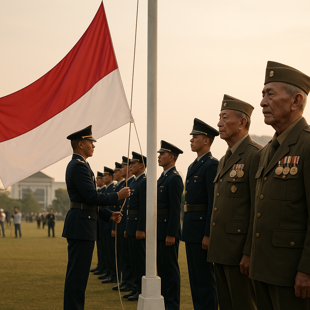 Demonstrasi Tradisi TNI: Upacara Penurunan Bendera Peringatan Detik-Detik Proklamasi