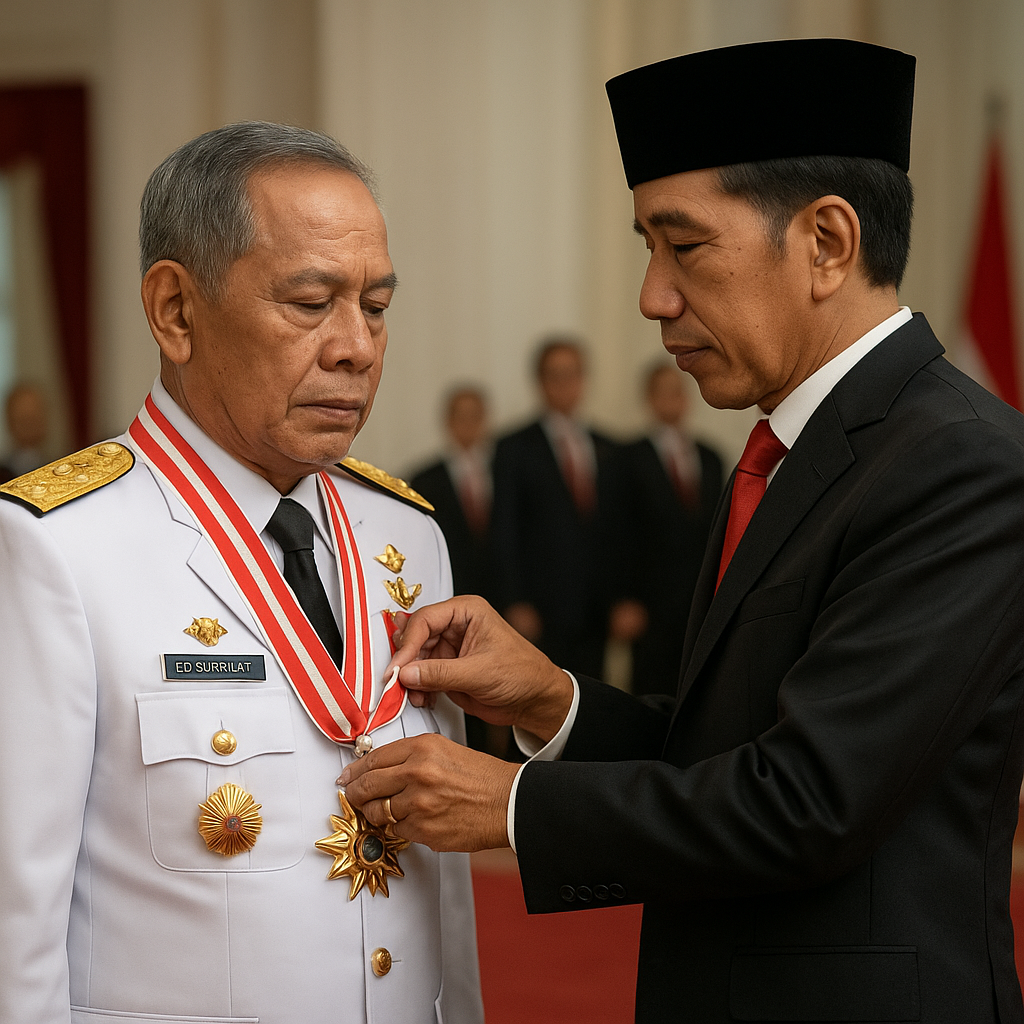 Purnawirawan Jenderal TNI (Purn) Edi Sudrajat Terima Penghargaan Bintang Mahaputera dari Presiden