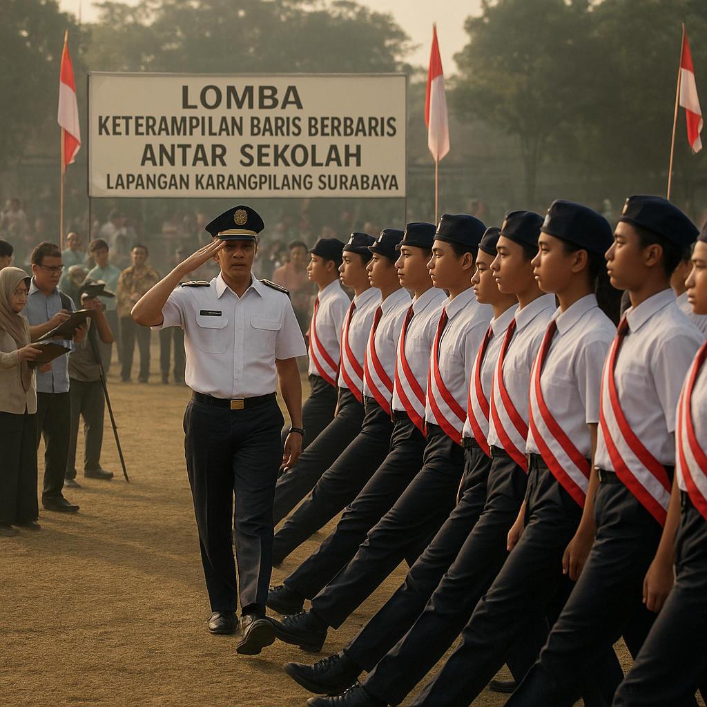 Lomba Keterampilan Baris-Berbaris Antar Sekolah di Surabaya: Generasi Muda Belajar Disiplin Militer