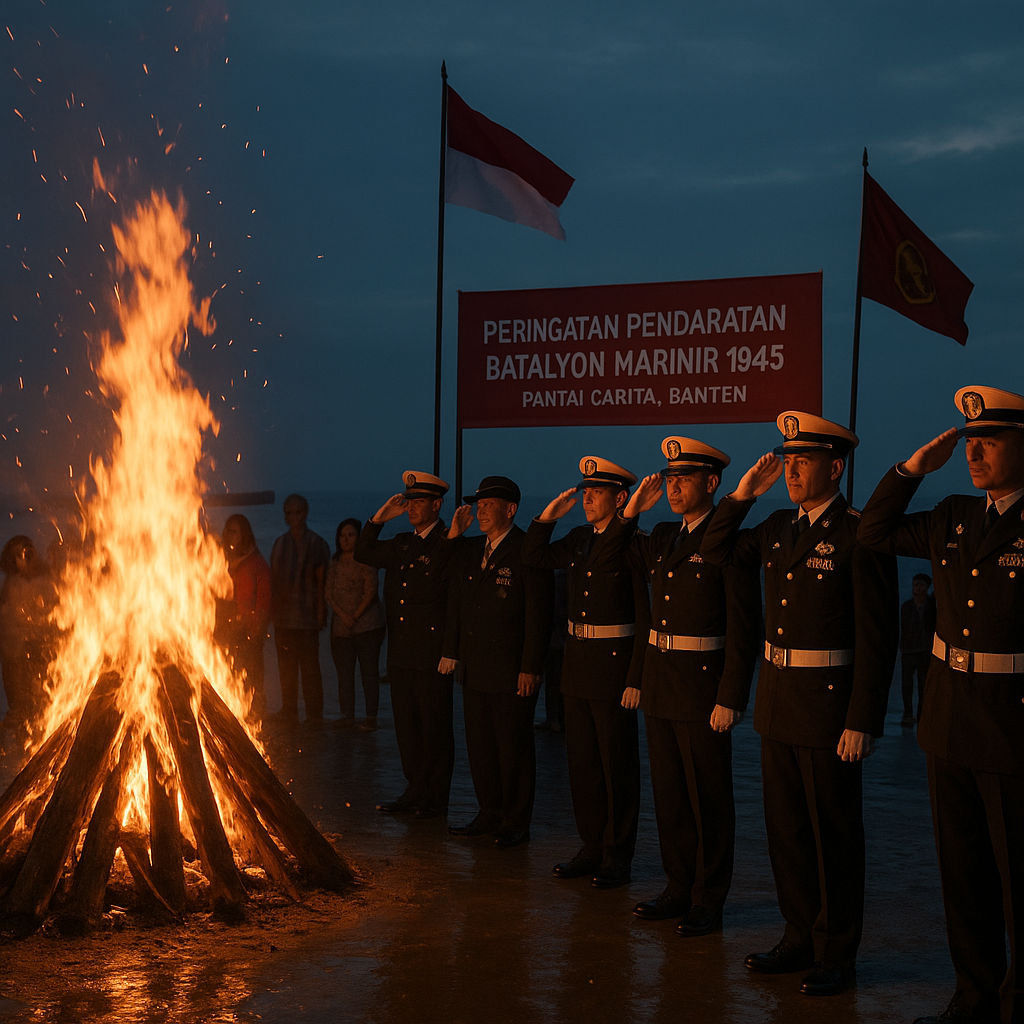 Tradisi Korps Marinir: Upacara Api Unggun Kenang Pendaratan di Teluk Banten 1945