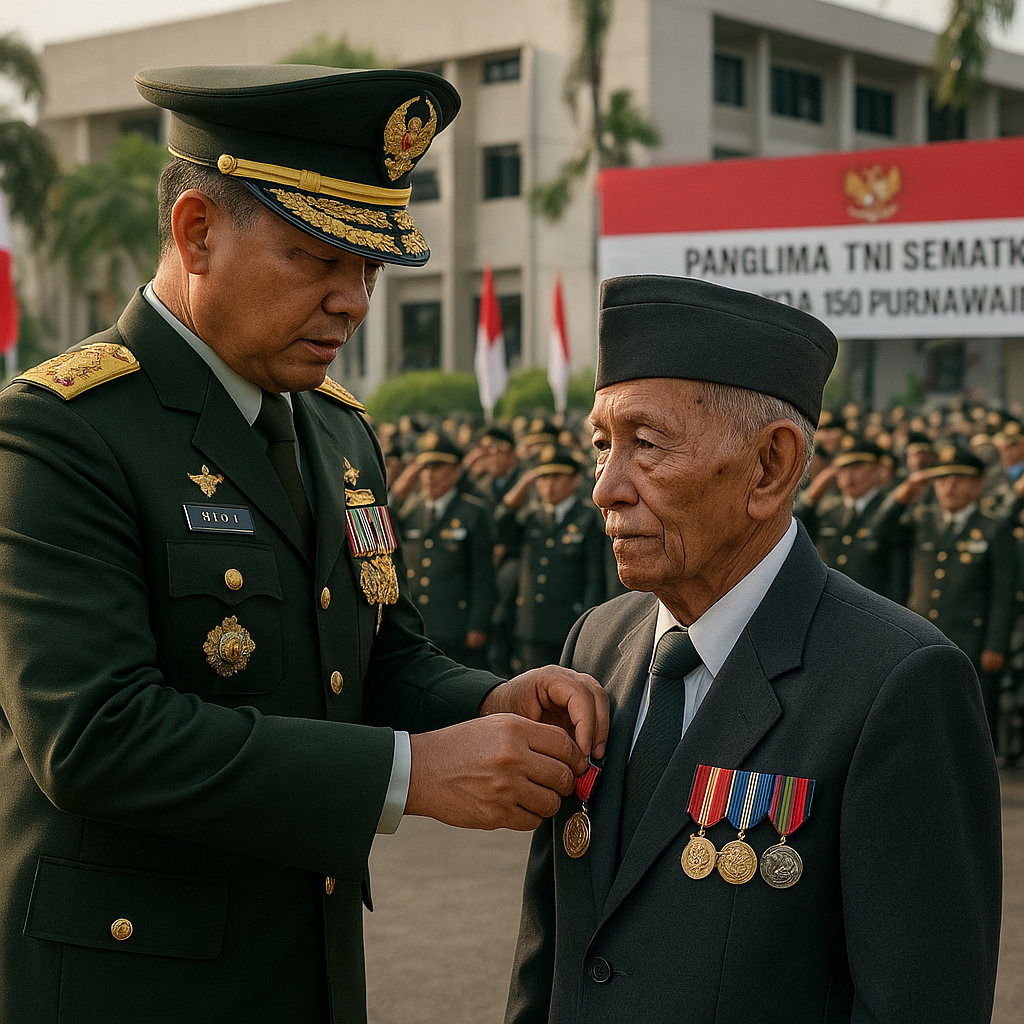 Panglima TNI Sematkan Tanda Kehormatan kepada 150 Purnawirawan di Makassar