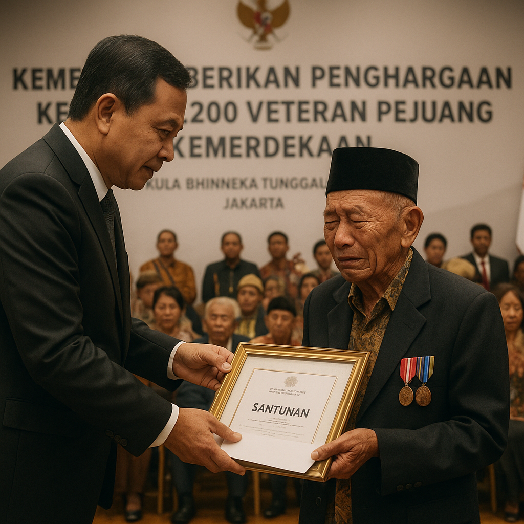 Kemensos Berikan Penghargaan kepada 1.200 Veteran Pejuang Kemerdekaan
