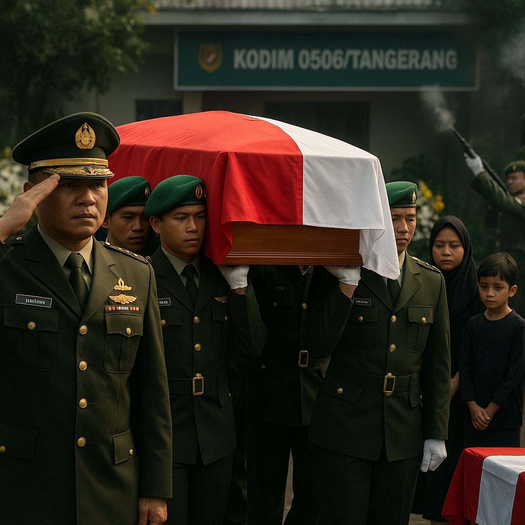 Kodim 0506/Tangerang Berikan Penghormatan Terakhir kepada Sertu Budi Surahmat melalui Upacara Pemakaman Militer