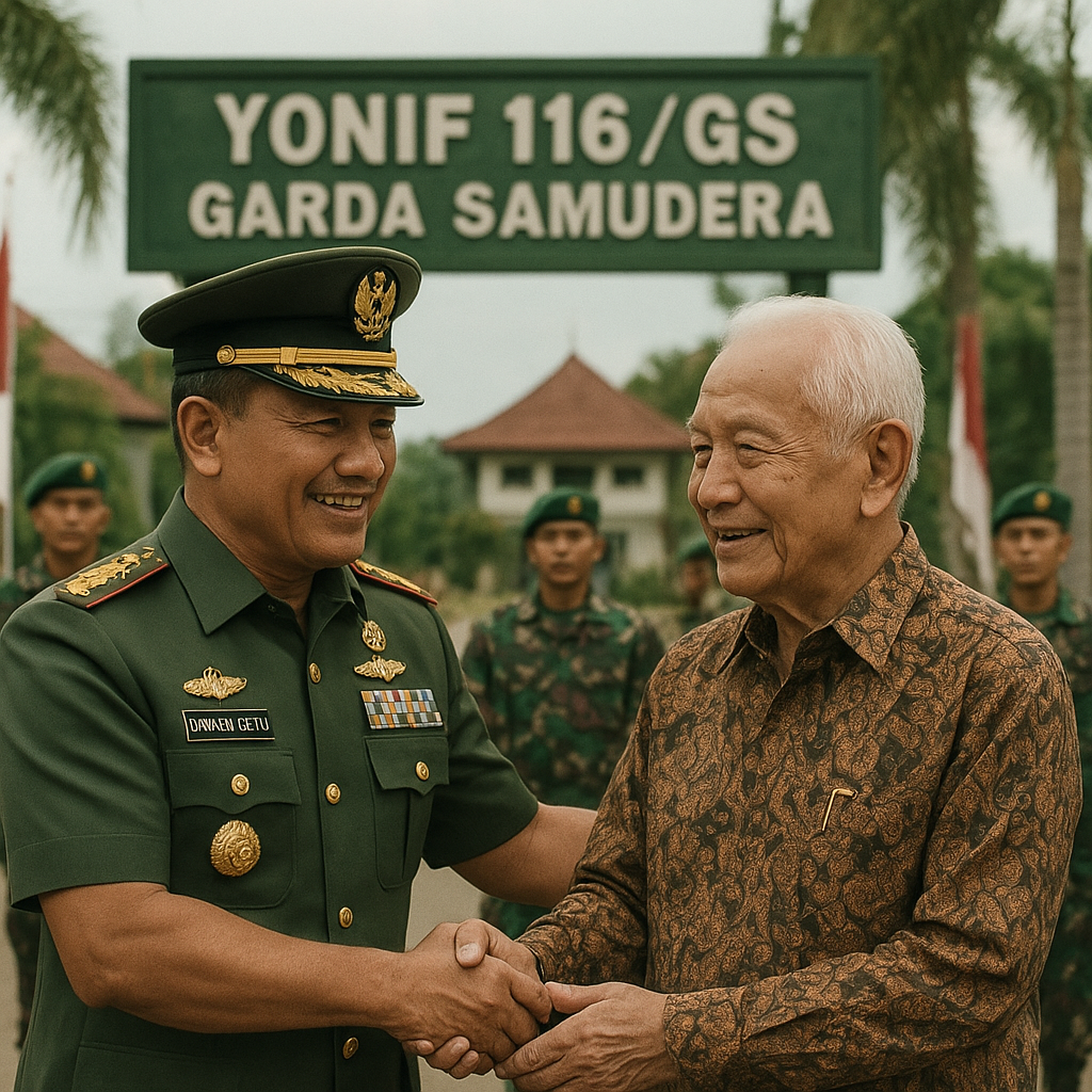 Danrem 012/TU Sambut Mayjen TNI (Purn) Fulad Kunjungi Yonif 116/GS untuk Bernostalgia