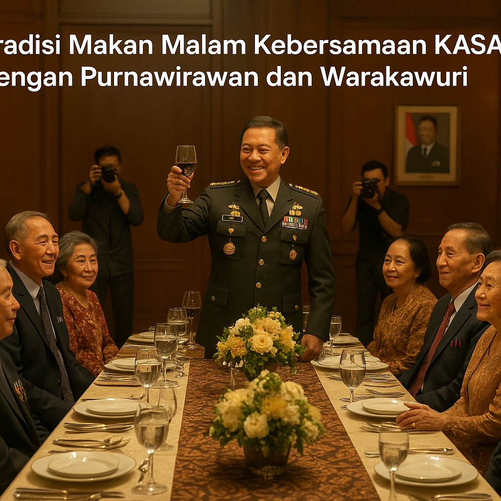 Tradisi Makan Malam Kebersamaan KASAD dengan Purnawirawan dan Warakawuri