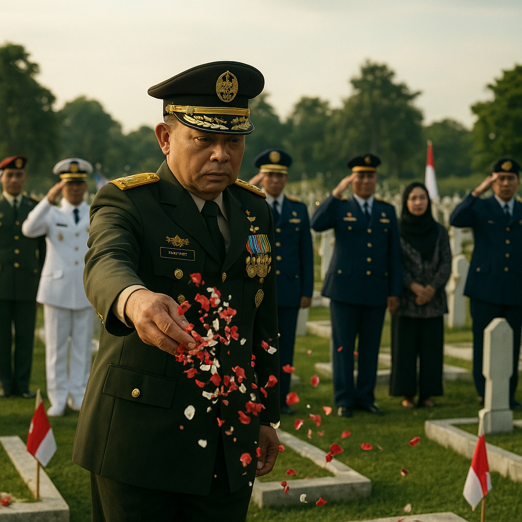 Upacara Peringatan HUT ke-81 TNI di Makam Pahlawan Kalibata, Tabur Bunga untuk Para Ksatria
