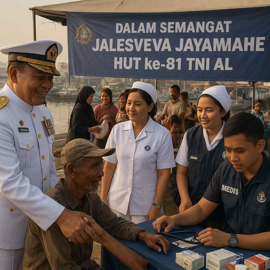 Dalam Semangat Jalesveva Jayamahe, TNI AL Gelar Bakti Sosial dan Kesehatan di Muara Angke