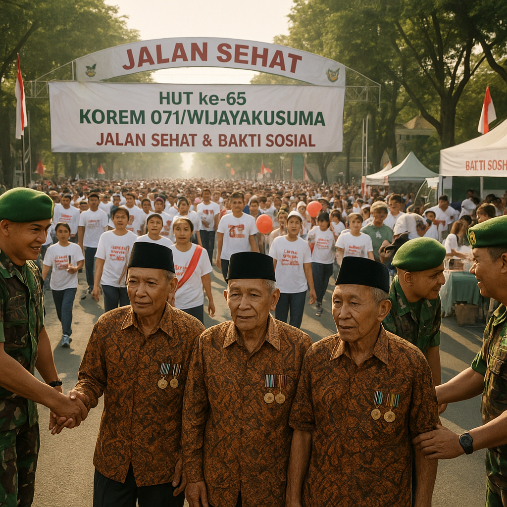 Kebersamaan yang Kekal: Ribuan Warga Rayakan HUT ke-65 Korem Wijayakusuma dengan Jalan Sehat dan Bakti Sosial