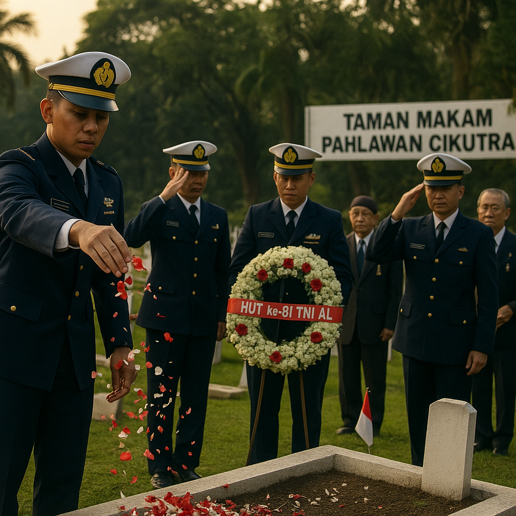 HUT ke-81 TNI AL, Prajurit Lanal Bandung Tabur Bunga dan Kenang Jasa Pahlawan di Cikutra