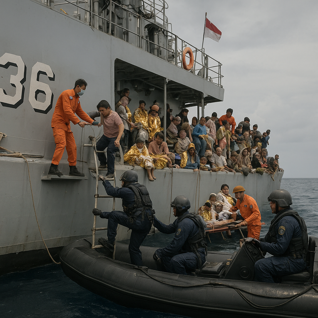 TNI AL Evakuasi 22 Korban Selamat KM Virgo Transport 8 di Laut Jawa