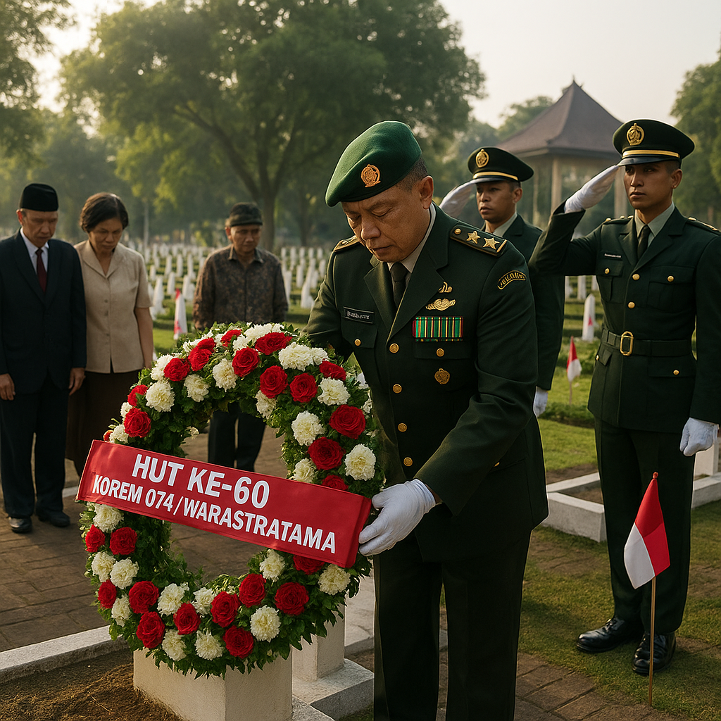 Ziarah Rombongan HUT ke-60 Korem 074/Warastratama Dipusatkan di TMP Kusuma Bhakti Surakarta