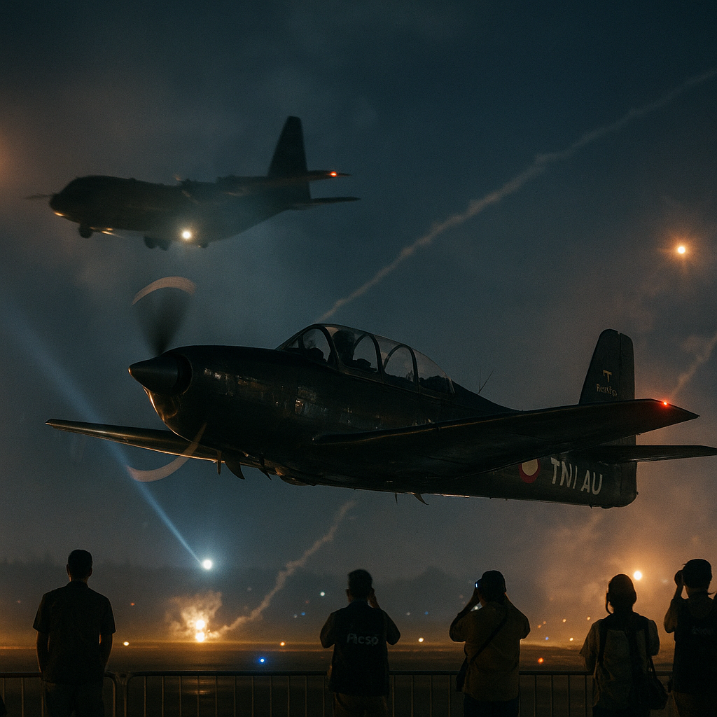 TNI AU Gelar 'Night Flying' dengan Pesawat Bersejarah untuk Memperingati Hari Bakti