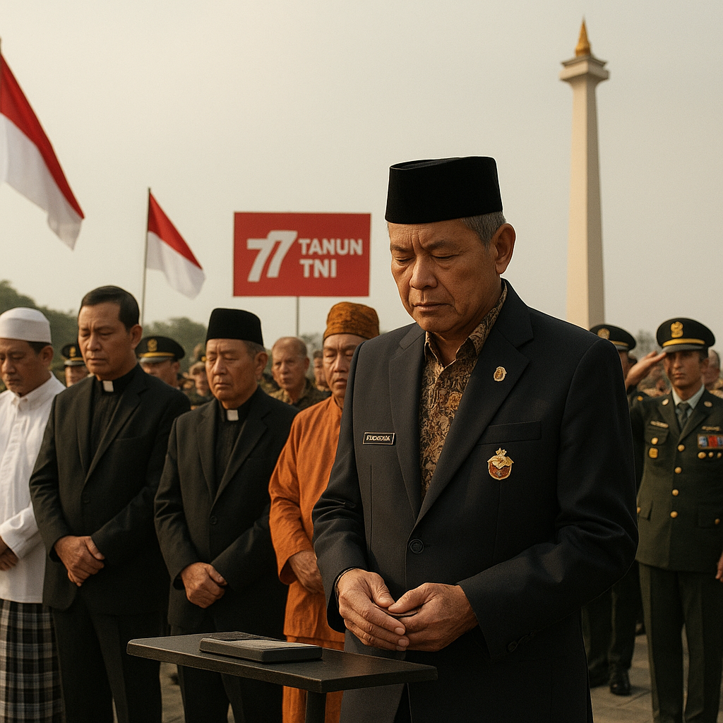 Peringatan 77 Tahun Pembentukan TNI: Gusliano Pimpin Doa di Monumen Nasional