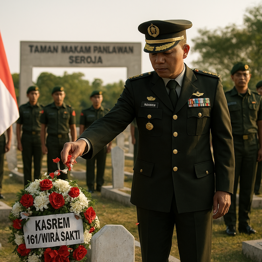 Jelang HUT ke-81 TNI, Korem 161/Wira Sakti Tabur Bunga di TMP Seroja Dili