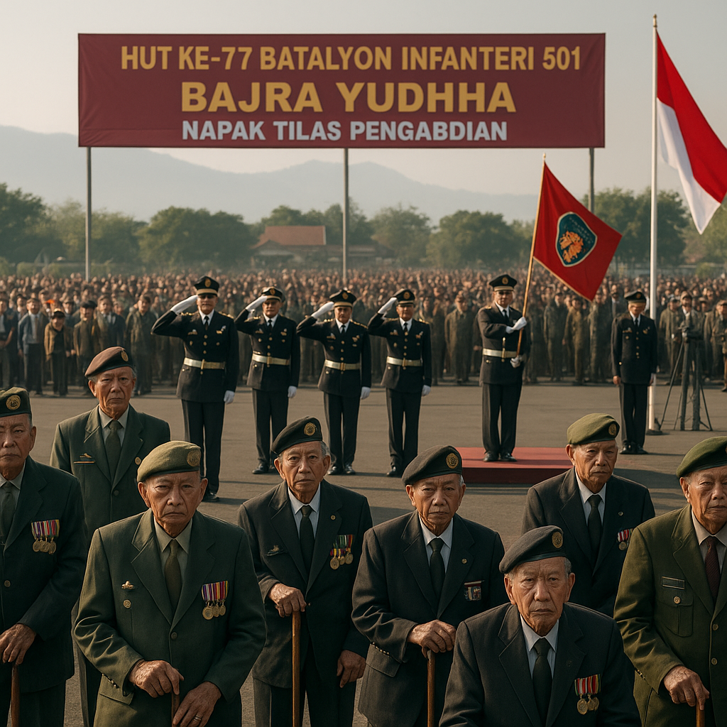 Upacara HUT ke-77 Batalyon Infanteri 501/Bajra Yudha di Kediri