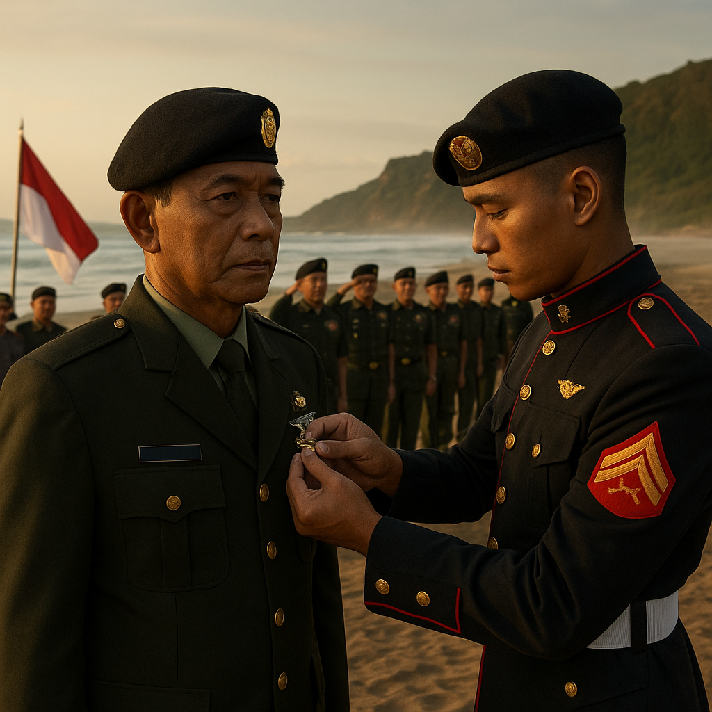 Tradisi Korps Marinir: Upacara Penyematan Brevet Intai Amfibi di Pantai Parangtritis