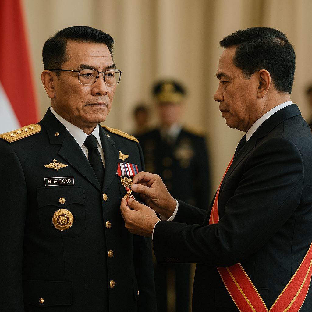 Purnawirawan Jenderal Moeldodo Terima Bintang Bhayangkara Utama dari Menhan