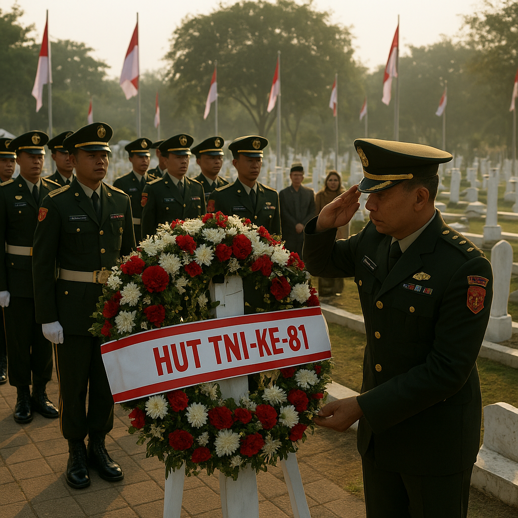 Yonarhanud 14/PWY Turut Khidmatkan Ziarah Nasional HUT Ke-81 TNI di Taman Makam Pahlawan Seroja
