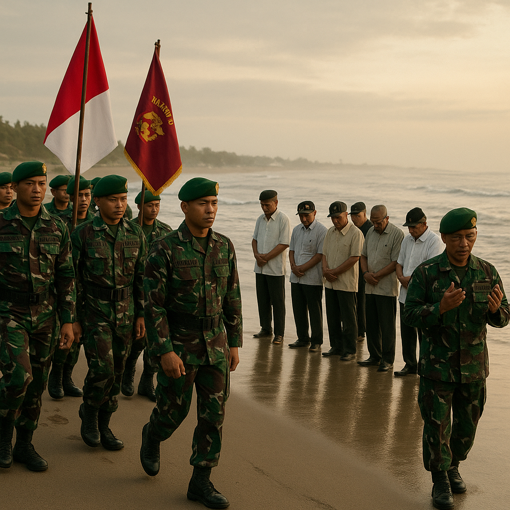 Korps Marinir TNI AL Kembali Gelar Napak Tilas dan Doa Bersama di Pantai Kraksaan