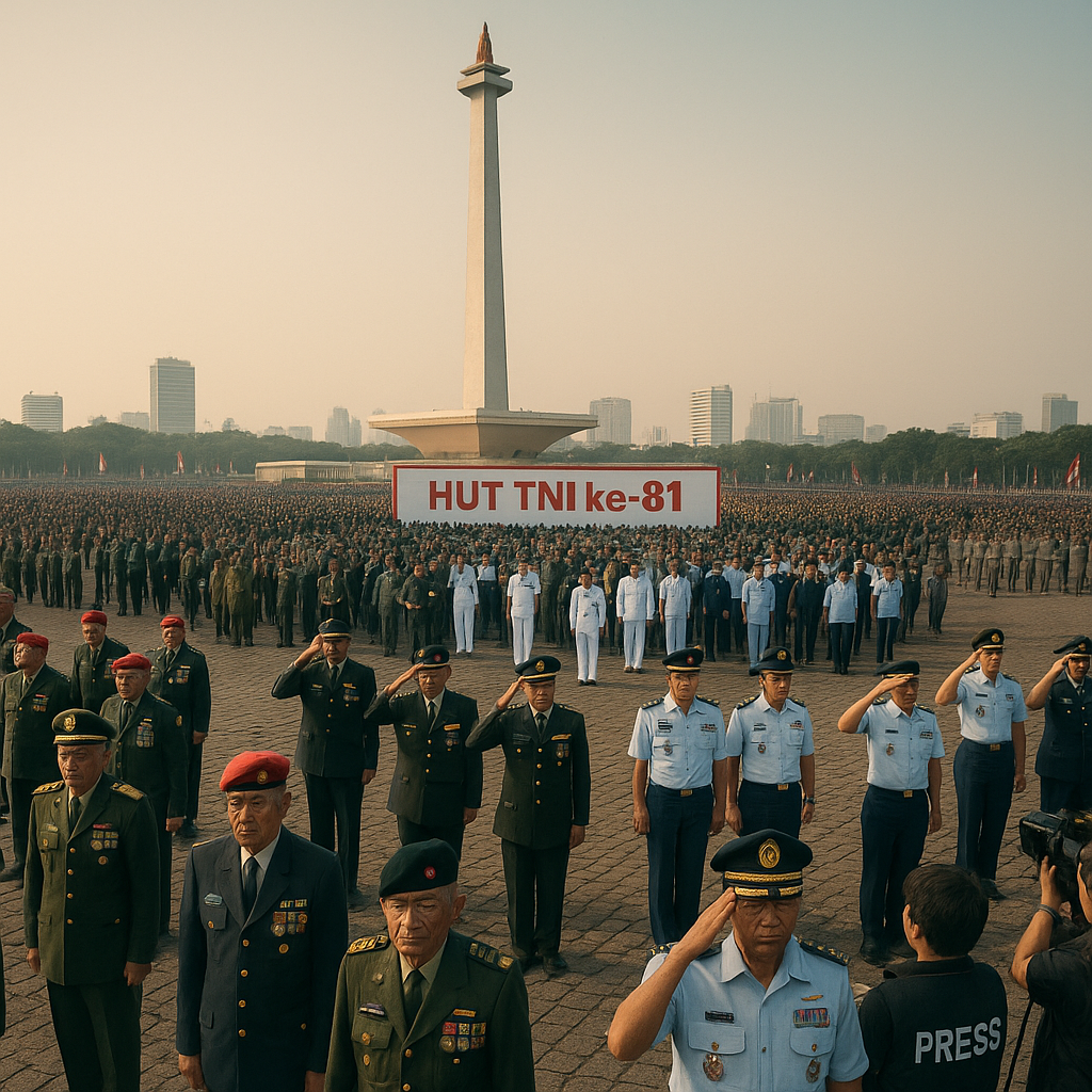Persiapan HUT TNI ke-81: Ribuan Purnawirawan dan Prajurit Aktif Padati Lapangan Monas untuk Gladi Bersih