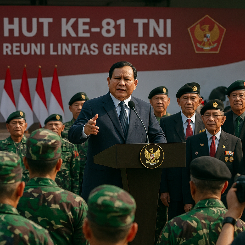 Reuni Lintas Generasi di HUT Ke-81 TNI, Prabowo Sampaikan Terima Kasih atas Pengorbanan Prajurit