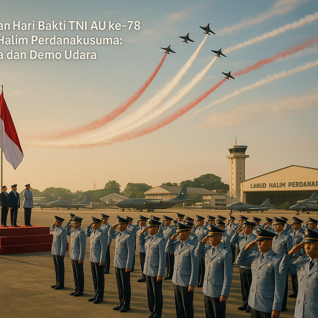 Peringatan Hari Bakti TNI AU ke-78 di Lanud Halim Perdanakusuma: Upacara dan Demo Udara