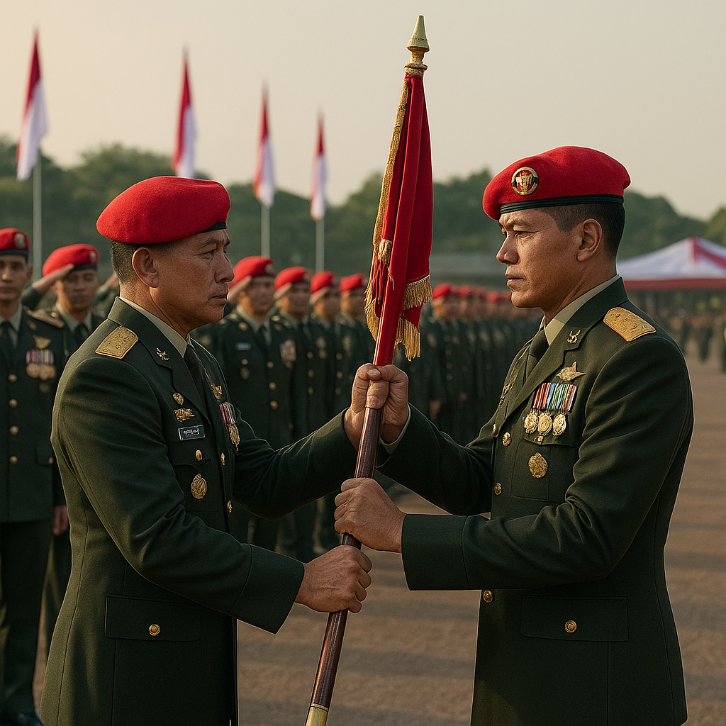 Upacara Tradisi 'Sertijab Danjen Kopassus' Dilaksanakan dengan Prosesi Adat Korps yang Khidmat