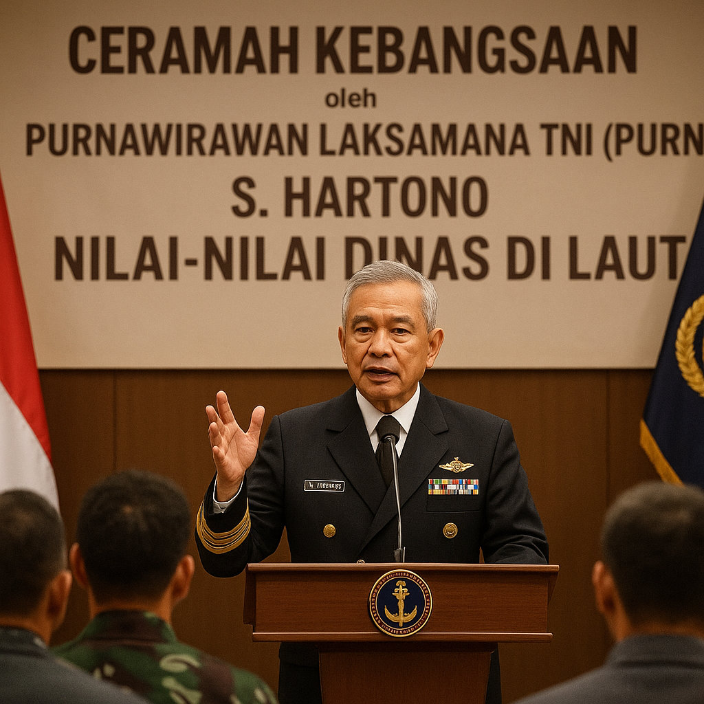 Ceramah Kebangsaan oleh Purnawirawan Laksamana TNI (Purn.) S. Hartono tentang 'Nilau - Nilau Dinas di Laut'
