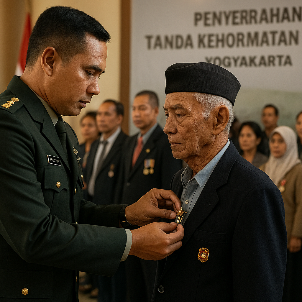 Penyerahan Tanda Kehormatan Veteran kepada Purnawirawan TNI AD di Yogyakarta